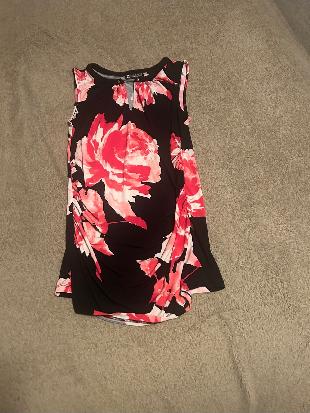 Tahari Sleeveless Black Camisole with Pink Floral Print